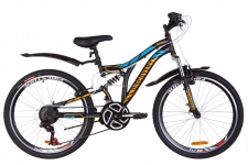 Велосипед 24 Discovery ROCKET AM2 14G  Vbr  рама-15 St черно-оранжевый с синим (м)  с крылом Pl 2019