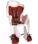 Сиденье задние (детское велокресло) Bellelli MR FOX Сlamp (на багажник) до 22 кг, белое с красной подкладкой